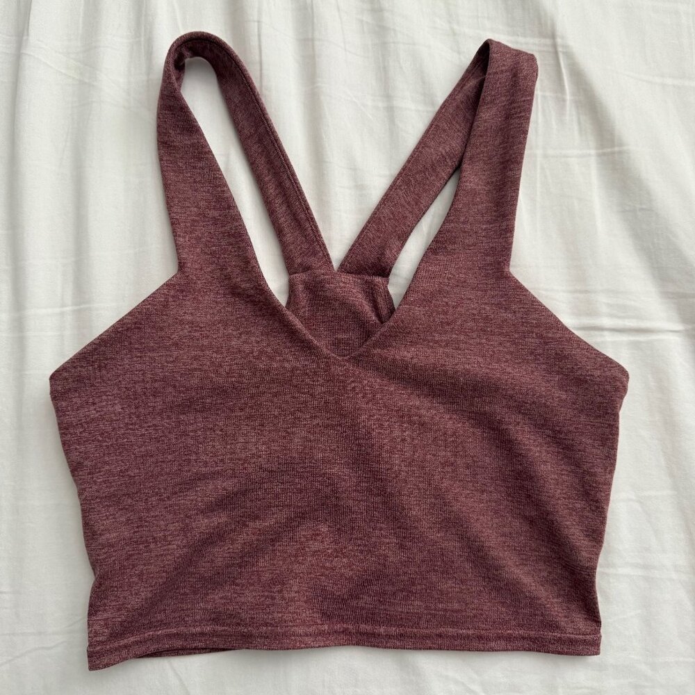 Ultra-Soft V-Neck Cropped Tank in Heather Rose Size XS
